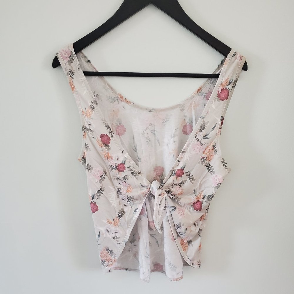 Floral tie-up exercise top